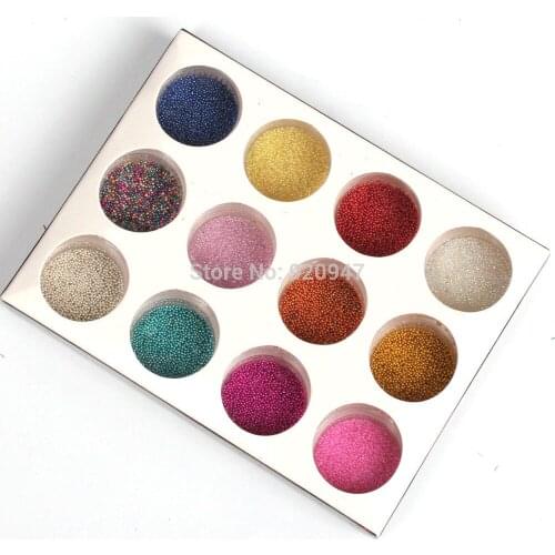 12 Mix Colors Micro Beads Caviar Set for Nail Art Tips Decoration