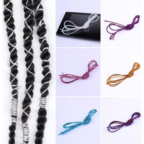 5x1m Dreadlock Beads Braids Hair Rope Braiding Elastic Cord Hair Band Styling Shimmer Stretchable Braiding Hair Strings