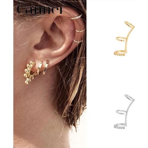 Canner 2021 Trend Earcuff Sterling Silver Punk Fake Piercing Cartilage Clip on Earrings for Women Silver 925 Jewelry kolczyki W5