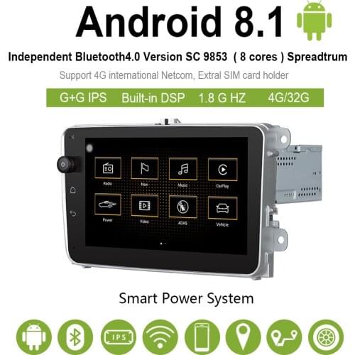 Car Multimedia Video Dvd Player Android 8.1 2G/32G Gps Bluetooth For VW Passat CC/golf6/GTI/Skoda Fabia/Octavia/Superb