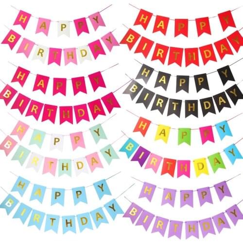 Paper Bunting Garland Banners Flags Happy Birthday Banner Boys Girl Baby Shower Decoration Wedding Birthday Party Supplies Decor