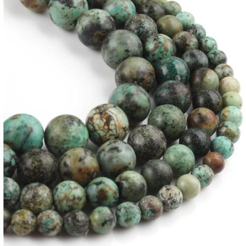 Natural Stone Beads African Turquoises Round Loose Beads for Jewelry Making DIY Bracelet 15'' Pick Size 4 6 8 10 12mm Wholesale