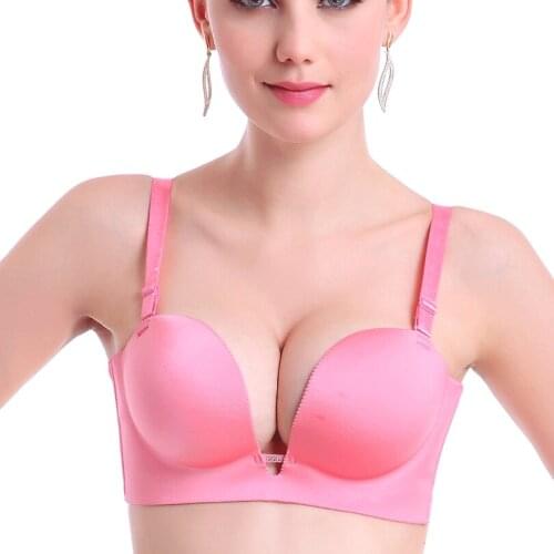 Sexy Push Up Bra One-piece Seamless Bra Women Push Up Bra Invisible Seamless Adjustment Deep V Gather Bra Sexy Ladies Underwear