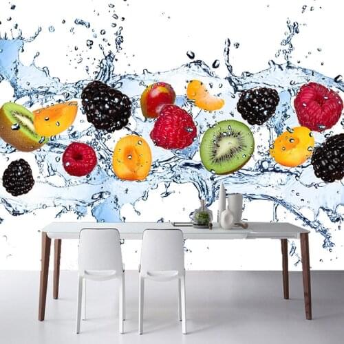 Photo Wallpaper 3D Fruit Fall Into Water Backdrop Wall Mural Restaurant Cafe Kitchen Home Decor Wall Cloth Modern Wall Coverings