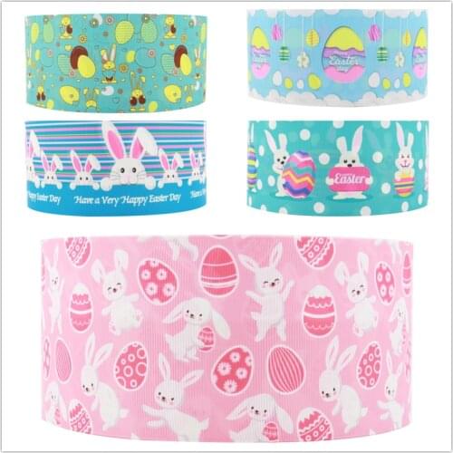 Q&N ribbon 16mm 22mm 25mm 38mm 50mm 75mm Easter Day printed grosgrain/FOE ribbon DIY Sewing Hairbows Gift 50yards/roll