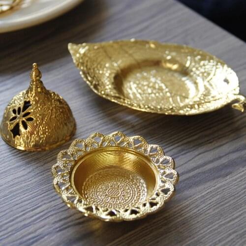 Ramadan Incense Burner Arab Hand-held Leaf Shaped Tray Aroma Diffuser Arabic Classical Style Incense Holder For Meditation