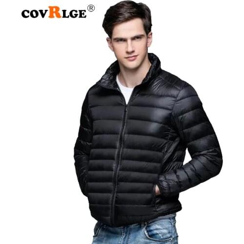 Covrlge 2018 Autumn Winter New Man Duck Down Jacket Ultra Light Thin Plus Size Jackets Men Stand Collar Outerwear Coat MWY001
