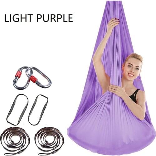 Lastic 5*2.8M Aerial Yoga Hammock Swing Latest Multifunction Anti-gravity Yoga belts for yoga training no Knot with Accessories