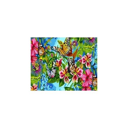 MaHuaf-X638 1Set DIY oil Paintings By Numbers Canvas Handpainted butterfly and lily Flower Painting For Livingroom Framed 40x50
