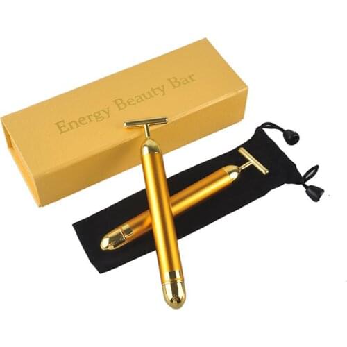 Slimming Face 24k Gold Vibration Facial Beauty Bar Pulse Firming Facial Roller Massager Lift Skin Tightening Wrinkle Stick