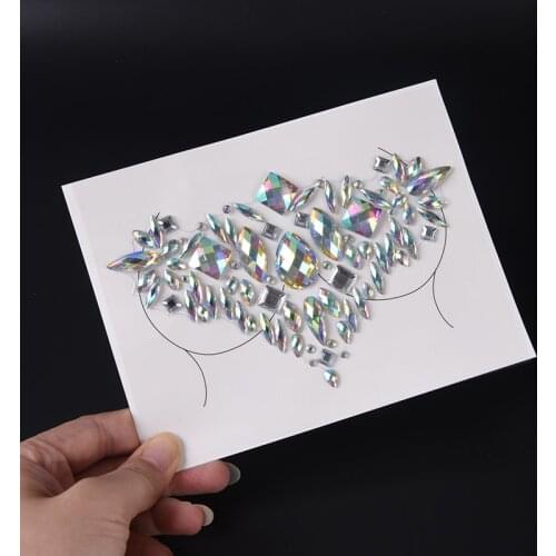 Fashion Tattoo Diamond Makeup body adhesive glitter tattoo chest gem rhinestone crystal sticker