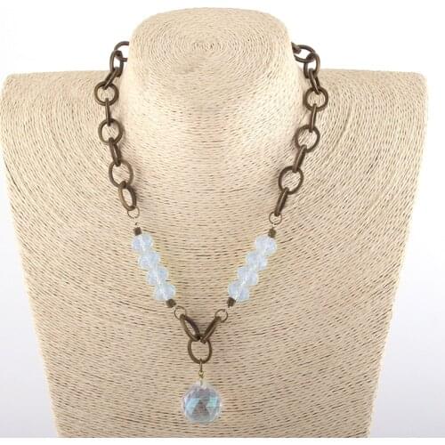 MOODPC Fashion Jewelry Glass Crystal Metal Chain Crystal Glass Boll Pendant Choker Necklaces For Women Ethnic Necklace