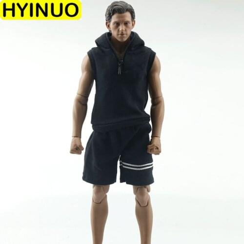 1/6 Scale Male Sleeveless with Hood Clothes Men Fashion Sportswear Vest Sweater Model for 12" Action Figure Body Doll Clothing