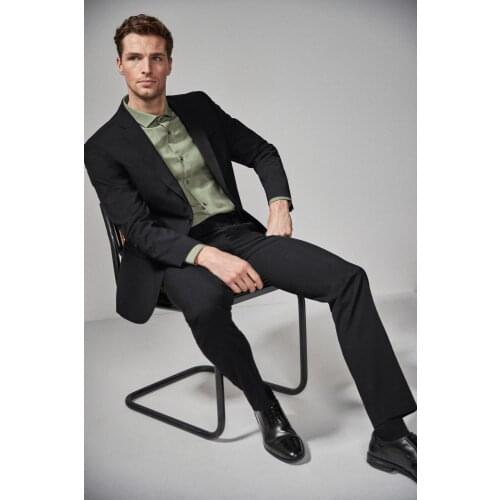 Custom Mens Suit Winter Polyester V-Neck Long-Sleeved Single Breasted Slim-Fit Cocktail Party Suit