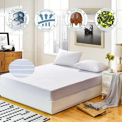 IROYAL New 160X200 Terry Sheets Waterproof Mattress Pad White Mattress Protector Cover Anti Dust Mite for Russian Bed Bug Shield