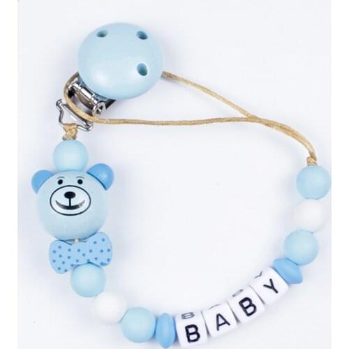 Baby Personalized Name Wooden Silicone Pacifier Chain Soother Clips Baby Gifts Teething Toy Dummy Clips Pcifier Clip