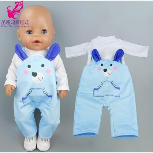 Doll clothes 40cm baby doll blue rompers for 18 inch girl doll casual wears