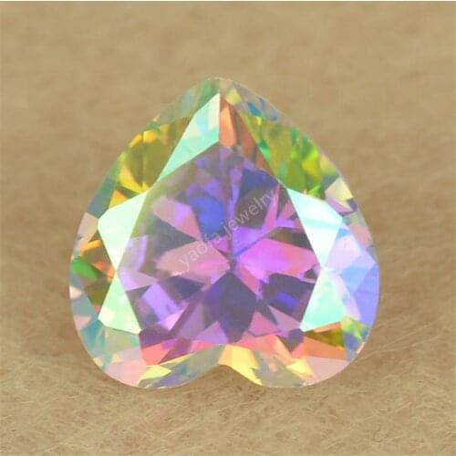 Wholesale Price 3*3~12*12mm Plating AB Color Multicolor Heart Shape Cut Loose Synthetic Cubic Zirconia Lab Gems CZ Stone