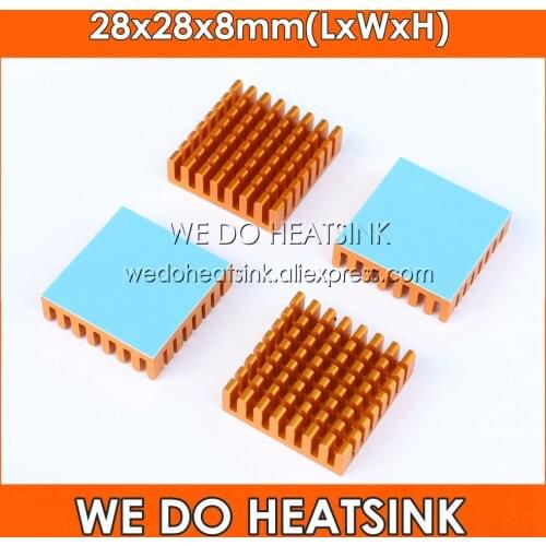 Wholesale 28x28x8mm White / Silver / Black / Gold Anodized Aluminum Heatsink Radiator Cooler With Thermal Tape Applied
