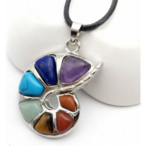Wholesale Spiral Shape Pendant Natural Stone 7 Chakra Necklaces & Pendants for Women Men Yoga Reiki Healing Bead Fashion Jewelry