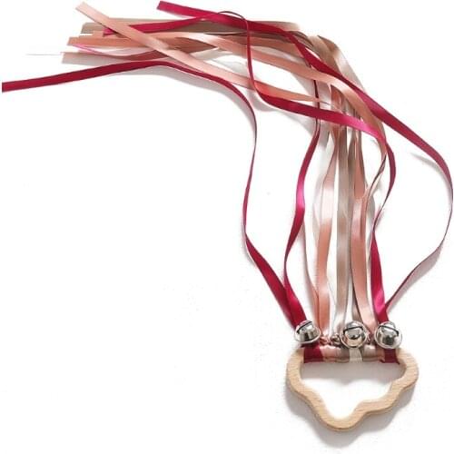 Sensory Ribbon Ring Ribbon Sensory Toy Rainbow Hand Bells Hand Kite Natural Wood Loop Toy Colorful Montessori Toys H055