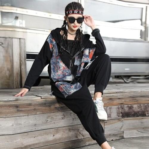 Chic Fashion Two Piece Set Women Loungewear Tracksuit Korean Loose Hoodies Jackets Streetwear Ladies Harem Pants Vetements Femme
