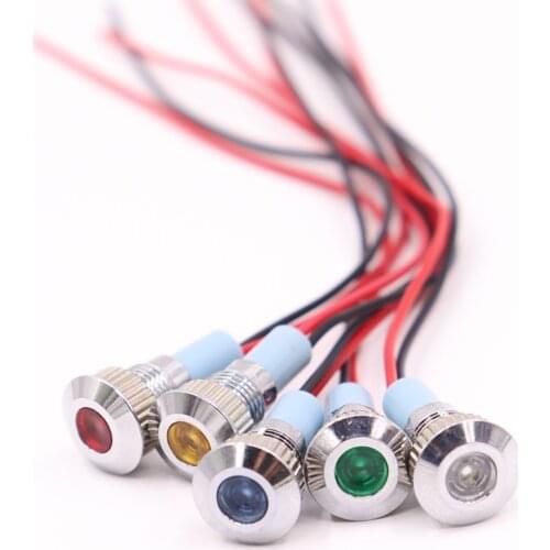1pc 8mm Waterproof Warning LED Metal Indicator Pilot Light Signal Lamp 3V 5V 6V 12V 24V 220V Machine Car Boat Working PC Power