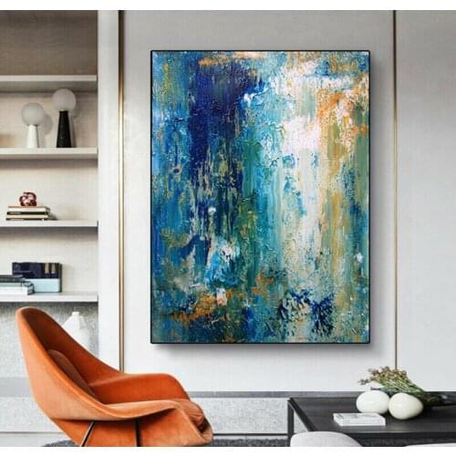 High Quality Pure Hand-painted Oil Painting Abstract Painting Blue ocean Oil For Wall Decoration Modern Living room