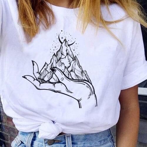 Women Graphic Mountain Spring Summer Trend Casual 90s Cartoon Fashion Lady Clothes Tops Tees Print Female Tshirt T-Shirt