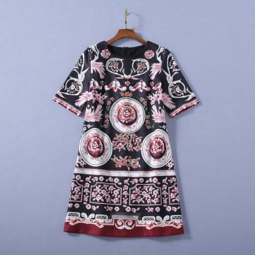 European and American womens dress 2020 summer new styles Patterned nail beads on five-quarter sleeves Fashionable dress