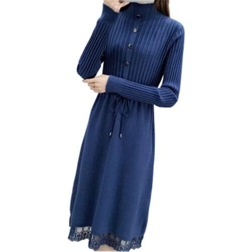 Korean New Fashion 2020 Autumn Winter Women Long Sweater Dress Pullovers Warm Knitted Sweaters Pullover Dresses Lady tops