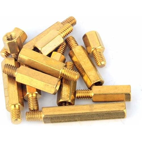 10/50pc Solid Brass Copper M2 M2.5 M3 M4 Hex Standoff Hexagon Pillar M-F F-F Male-Female Female Spacer for PCB Board Motherboard