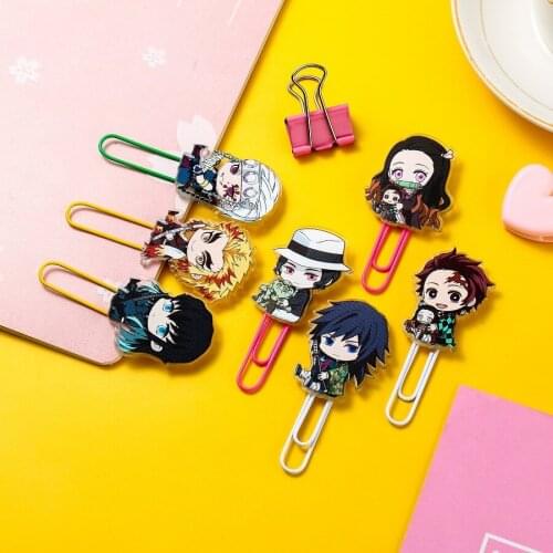 10pcs/lot random Anime Demon Slayer: Kimetsu no Yaiba PVC soft clip paper clip bookmark The new bookmarks toy gift