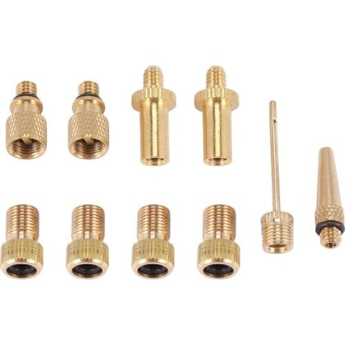 Bicycle Valve Adapter Set Car Valve Adapter Kit Set For Bike Floor Pump Air Mat Ball Pump Needle Nozzle Kit 10Pcs
