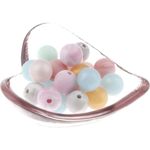 20PC Metallic Marble Round 12-15mm Silicone Baby Teething Teether Bead Bpa Free Nursing Chewing Round Silicone Beads Diy