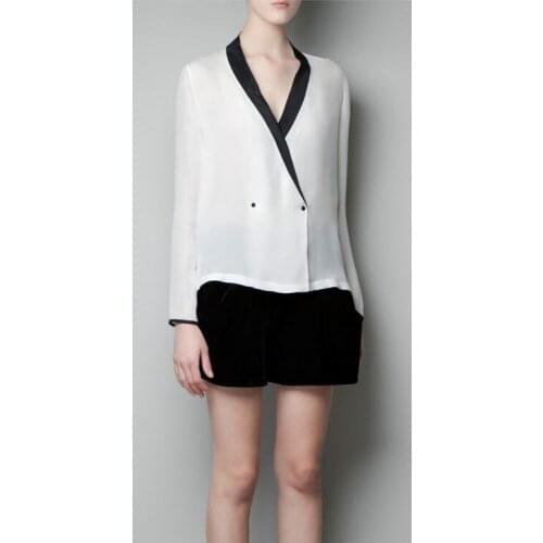 2017 New V-neck Chiffon Shirt OL Women Workwear Elegant White Chiffon Blouse Top