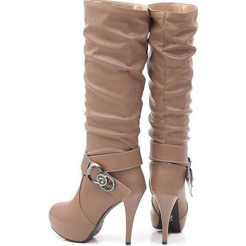 2021 Sexy Big Size 34-43 knee high boots boots for women Thick Sole Platform high heel shoes Winter Autumn platform boots 918