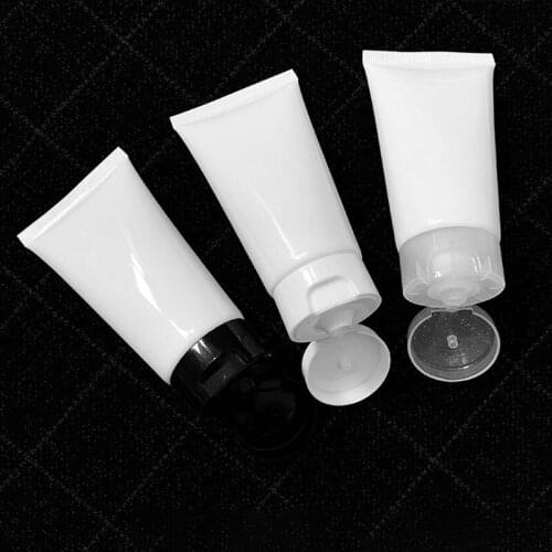 50ml 50pcs White Squeeze Soft Tube Colorful Lid Refillable Makeup Tools Accessories Luxury Lotion Hose Portable Sample
