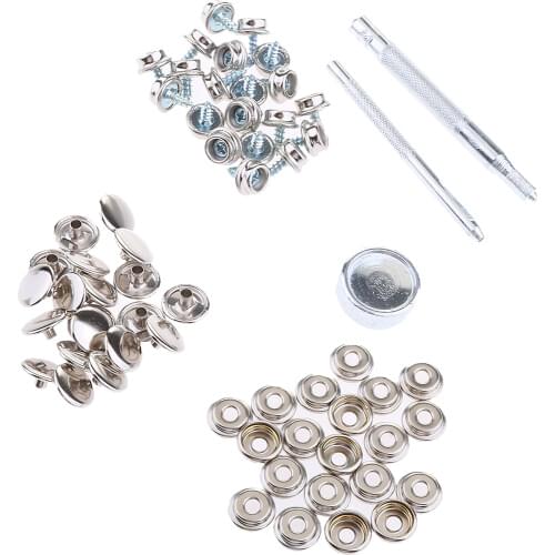 63Pcs Boat Canvas Fabric Snap Cover 3/8" Screw Button Socket Fastener Kit