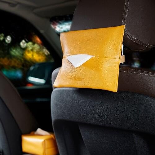 Genuine Leather Car Tissue Box Towel Sets Auto Interior Storage Decoration Car Sun Visor Tissue Box Holder