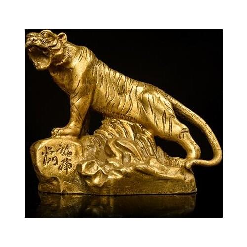 Auspicious bronze tiger lucky decoration feng shui products copper tiger decoration copper crafts