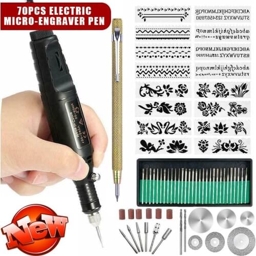 DIY Electric Micro-Engraver Pen Mini Engraving Tool Kit Metal Glass Ceramic Plastic Wood With Bits Nail Tools Set 70pcs
