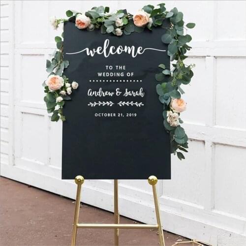 Welcome To The Wedding Party Decals Custom Name And Date Reception Sign Poster Vinyl Quote Wood Board Chalkboard Stickers HY2225