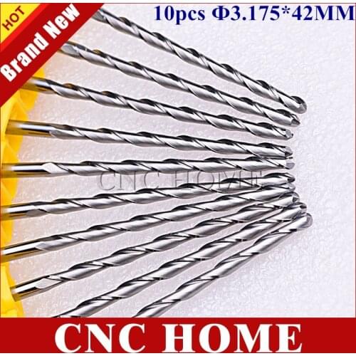 10pcs 3.175*42MM Two Flutes Ball Nose Bits, Carbide End Mill, Engraving Cutting Tools, CNC Router Cutters, Acryl, PVC 3D Relief