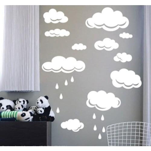 Environmental clouds raindrop size collection of home decor, childrens bedroom decal sticker removable vinyl mural art F-96