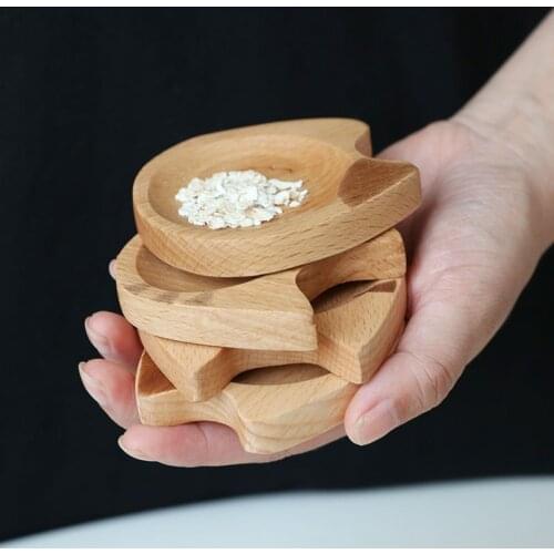 Kitchen Wooden Plates Sauce Dish Plates Seasoned Mustard Bowl Sauce Saucer Small Vinegar Taste Board Snack Tray Food Tool Cocina