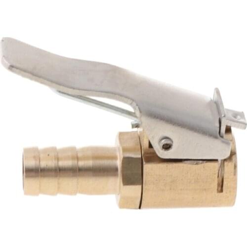 N84F 1/4" Brass tire inflator Lock on air Chuck,Mini air Compressor Portable tire inflator tire Chuck with Barb Connector for