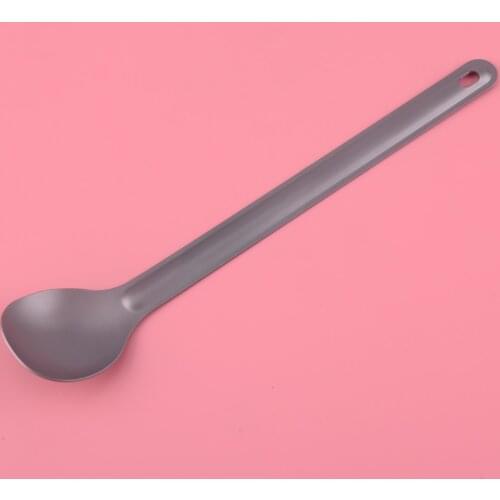 LETAOSK 15g Ultralight Titanium Camping Outdoor Tableware Sandblasted Long-handled Picnic Spoon Portable Dinner Cutlery