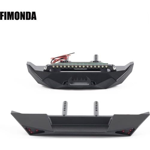 FIMONDA Metal Front Rear Bumper with LED Light for 1/10 RC Crawler Axial SCX10 90046 90047 Traxxas TRX4 RGT 86100
