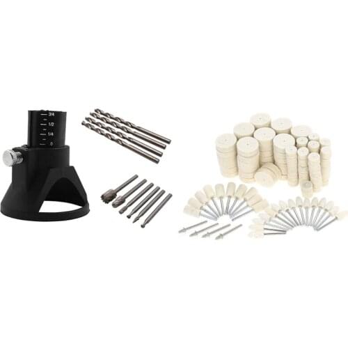 11x Multipurpose Cutting Guide Kit Shank HSS Routing Router Bits & 129PCS Felt Polishing Wheel Set Buffing Grinding Pad